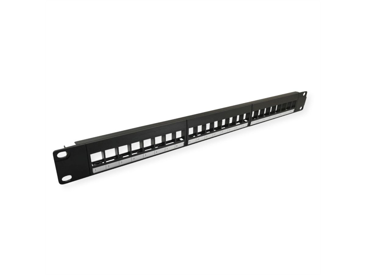 VALUE Panneau de brassage 19" pour keystones, 24 ports, 1U, non-blindé, noir