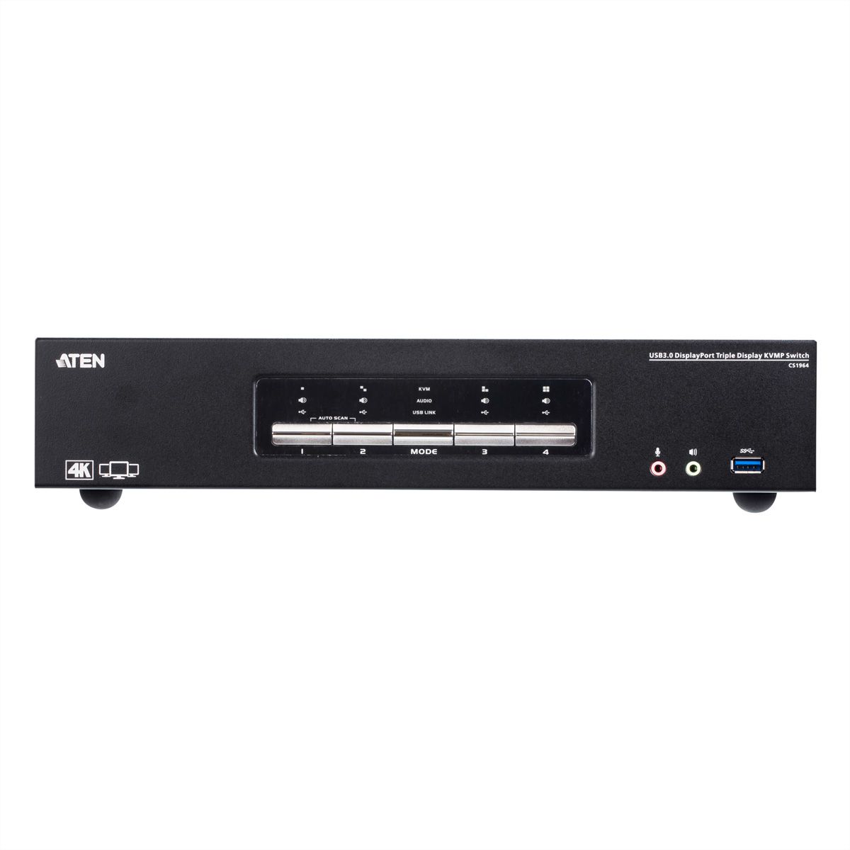 ATEN CS1964 Commutateur KVM 3 affichages DisplayPort 4K, 4 ports USB 3.0