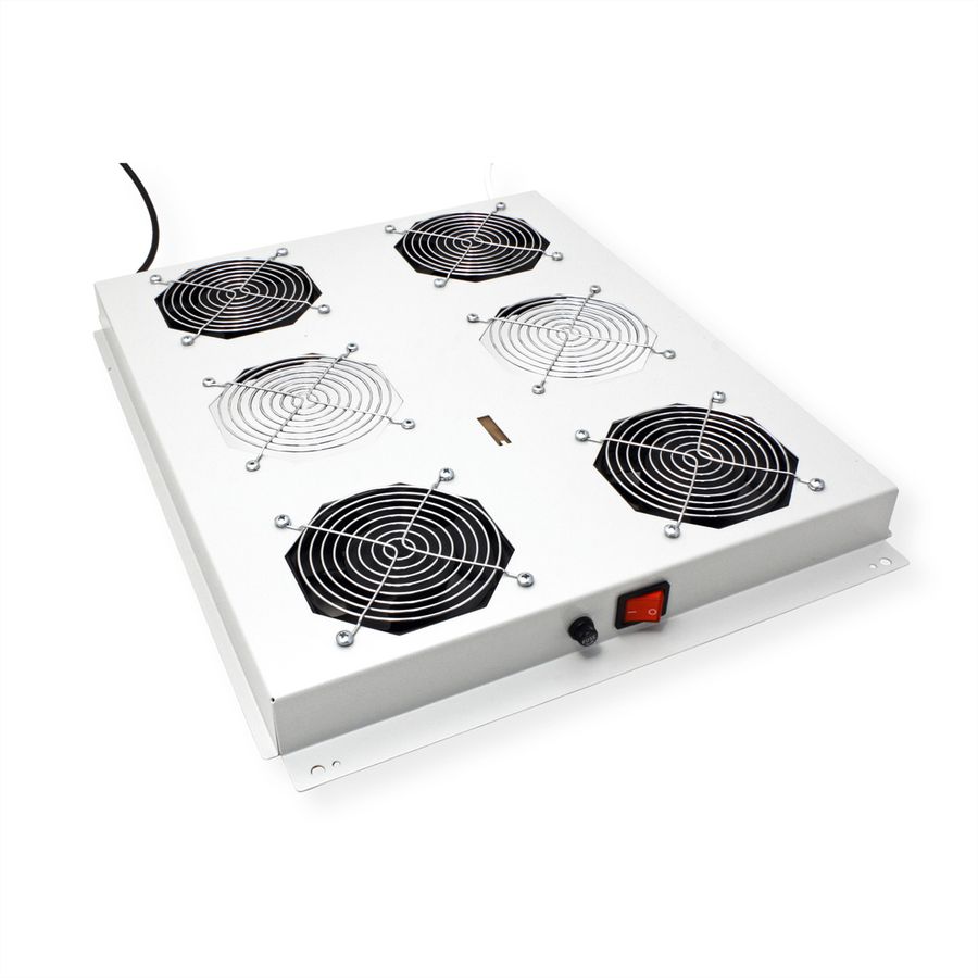 ROLINE 19" Unité de ventilation de toit, 4 ventilateurs, Thermostat pour baie serveur, grise