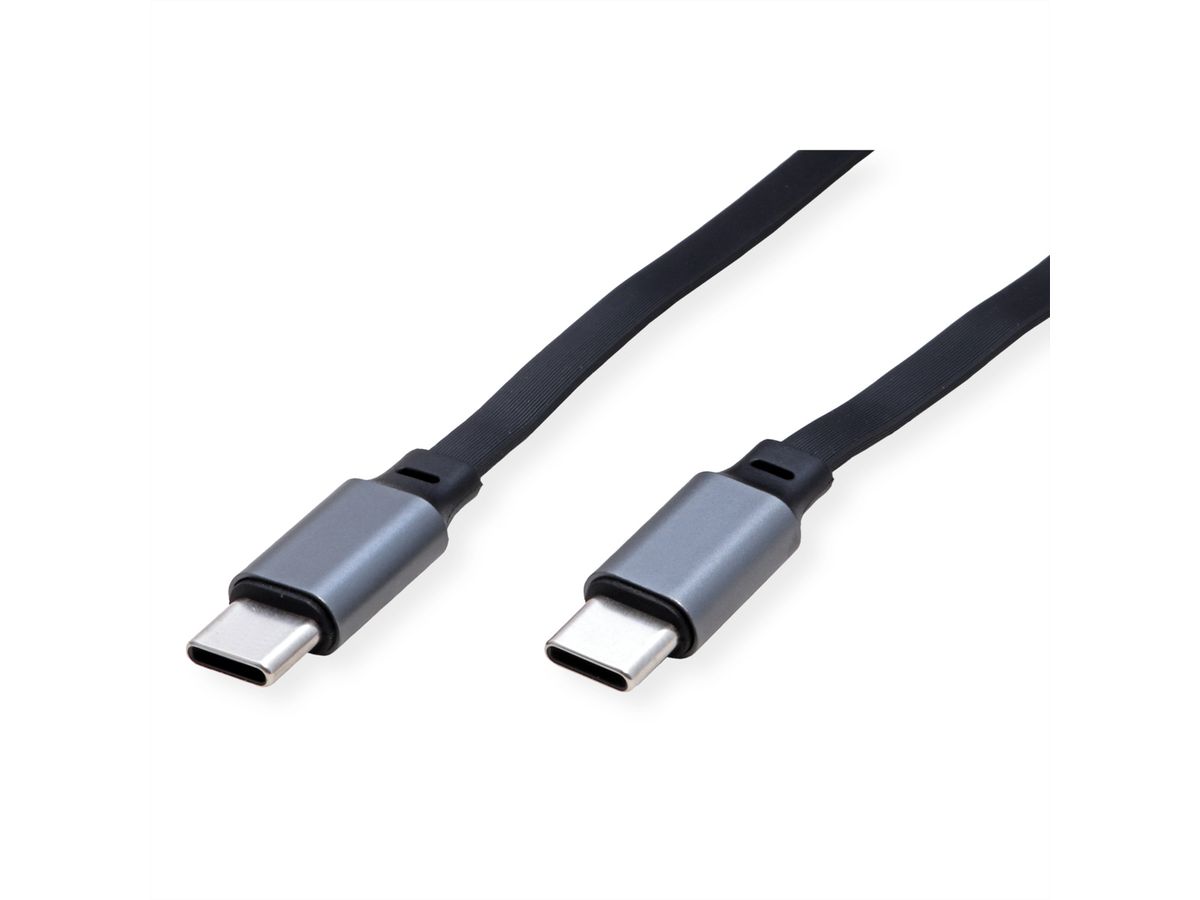 ROLINE Câble rétractable USB 2.0, 60W, C-C, M/M, noir, 1,2 m