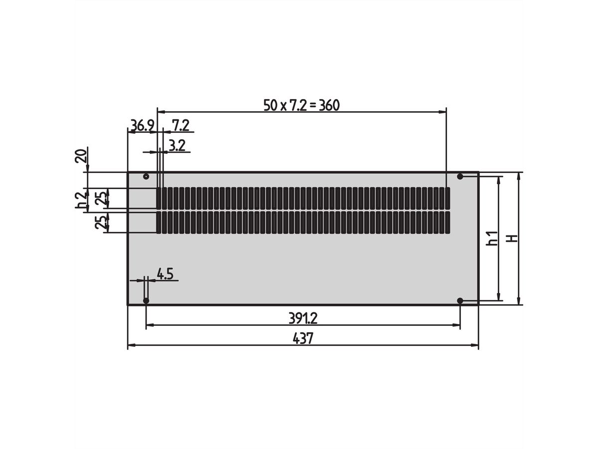 Panneau arrière de l'Inpac SCHROFF ventilé, 6 U