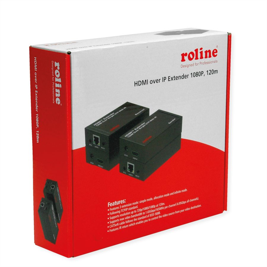 ROLINE Prolongateur HDMI via IP, 1080P, 120m, avec IR
