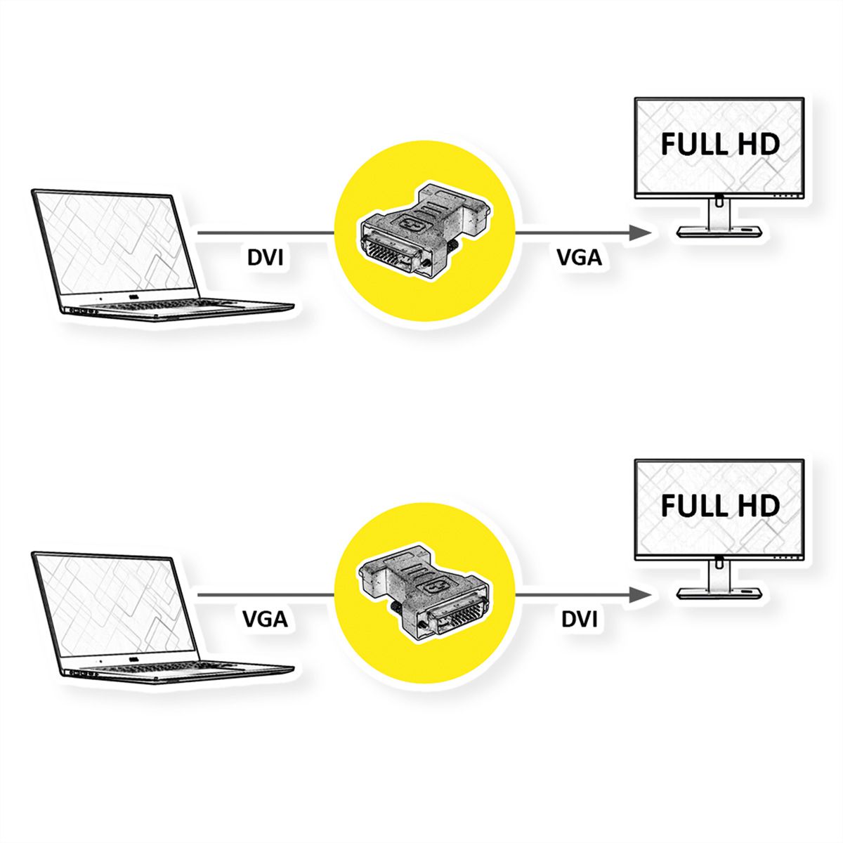 ROLINE Adaptateur DVI M / VGA F