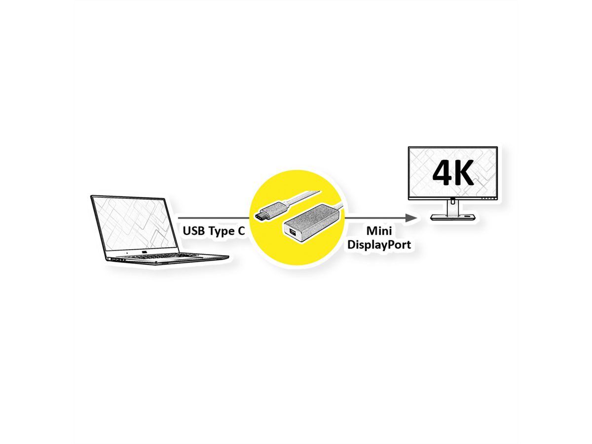 VALUE Adaptateur Type C Mini DisplayPort, v1.2, M/F