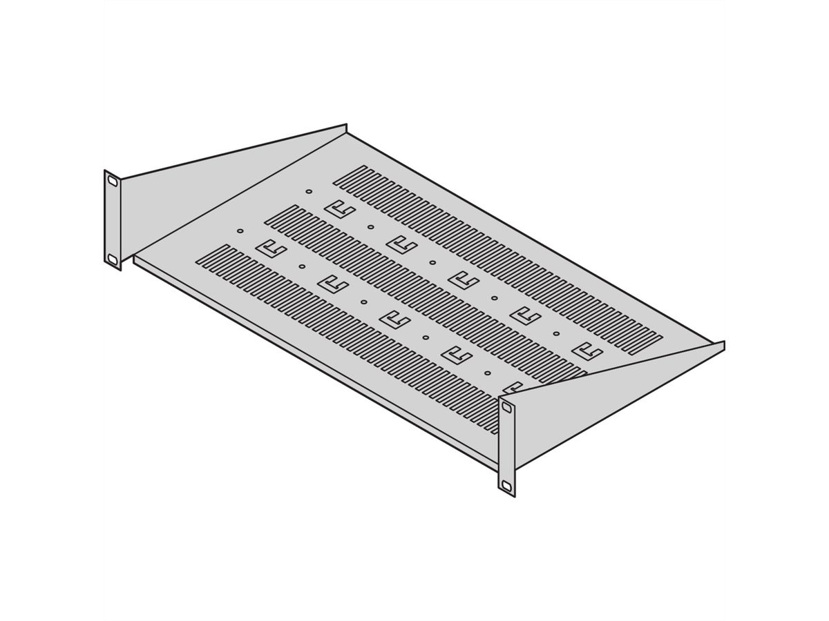 SCHROFF Etagère 19", réglable en profondeur, 2 UH, 430 x 250mm, RAL7021