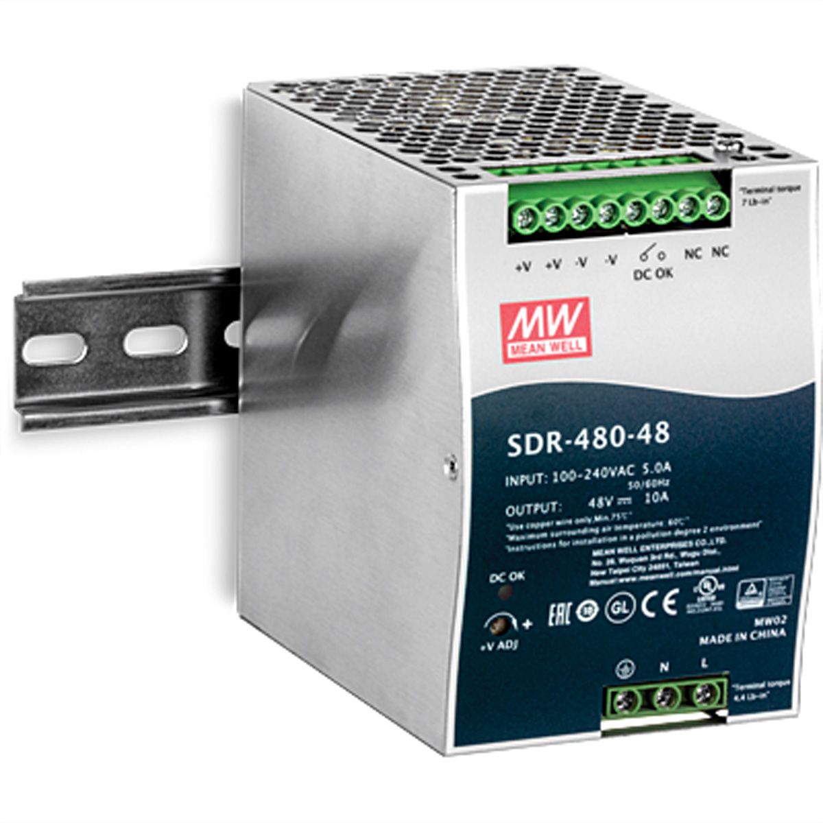 TRENDnet TI-S48048 Alimentation rail DIN AC vers DC 10A, 48V, 480W, PFC
