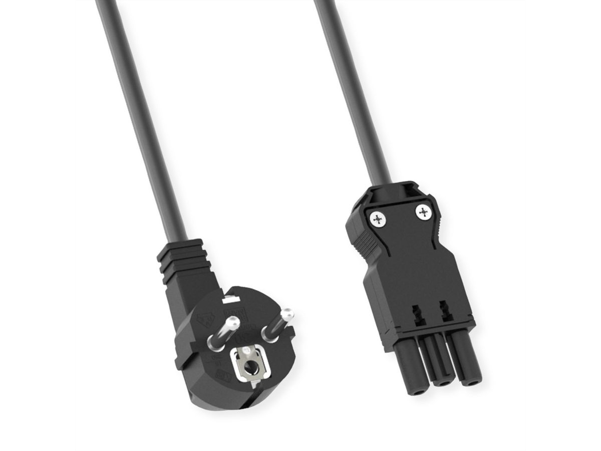 BACHMANN Câble spiralé H05VV-F 3G1,5mm² L:1,0m noir ISV/CEE7/7