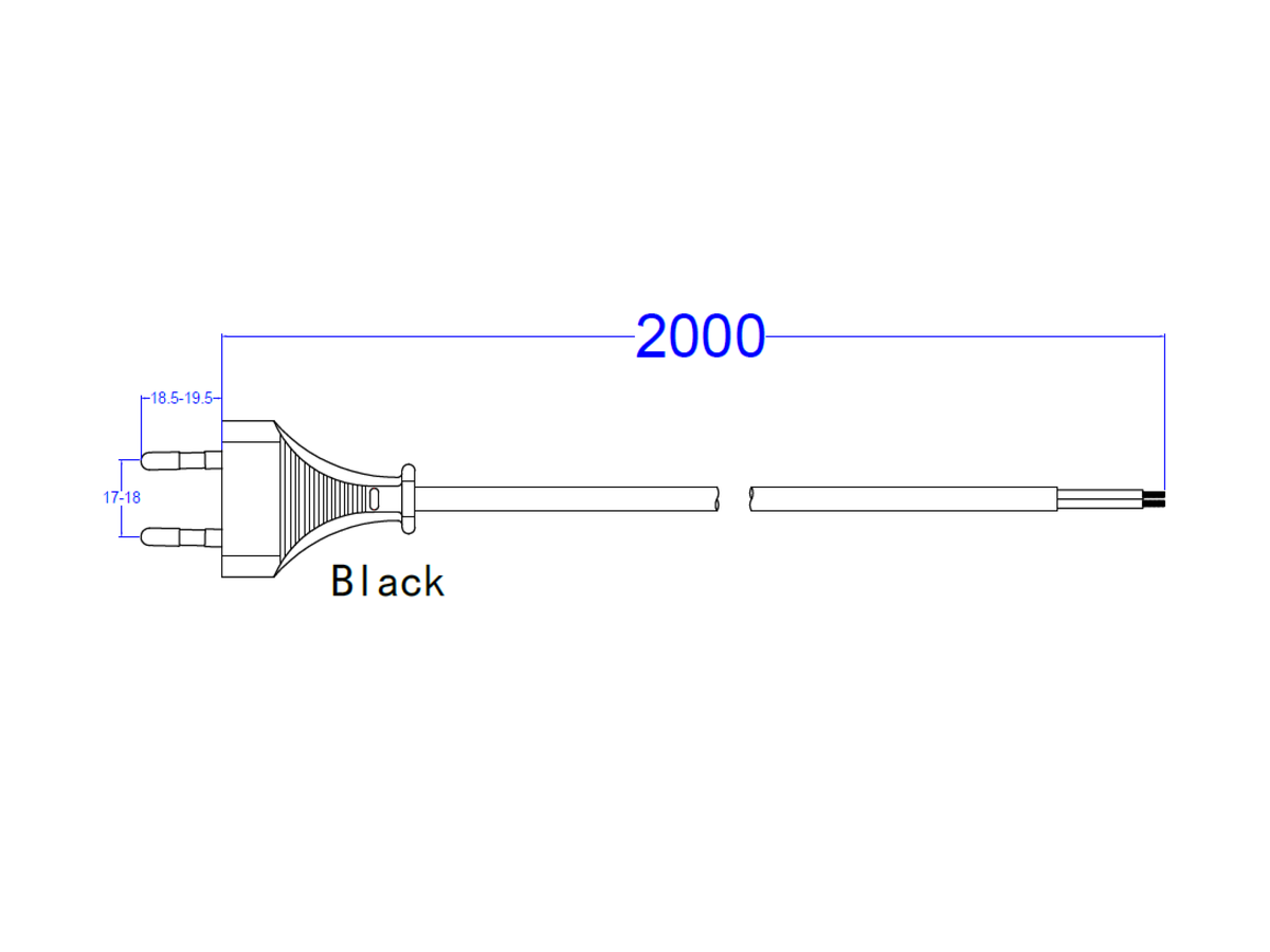 BACHMANN Câble 2x0,75 2m noir, H03VVH2-F Connecteur Euro