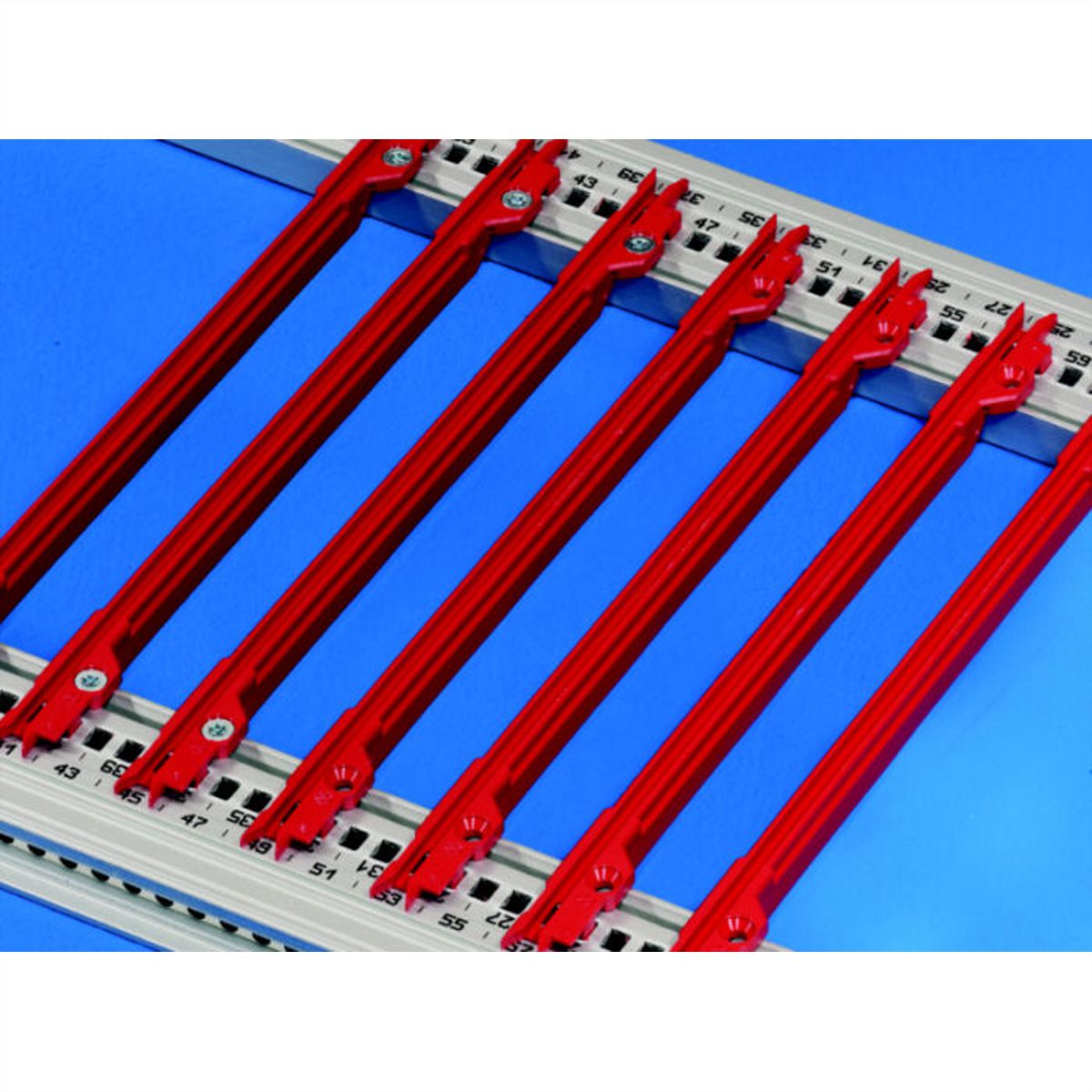 Guide-cartes SCHROFF, 4.4" type PCB, plastique, 160 mm, largeur de rainure 2 mm, rouge, 10 pièces