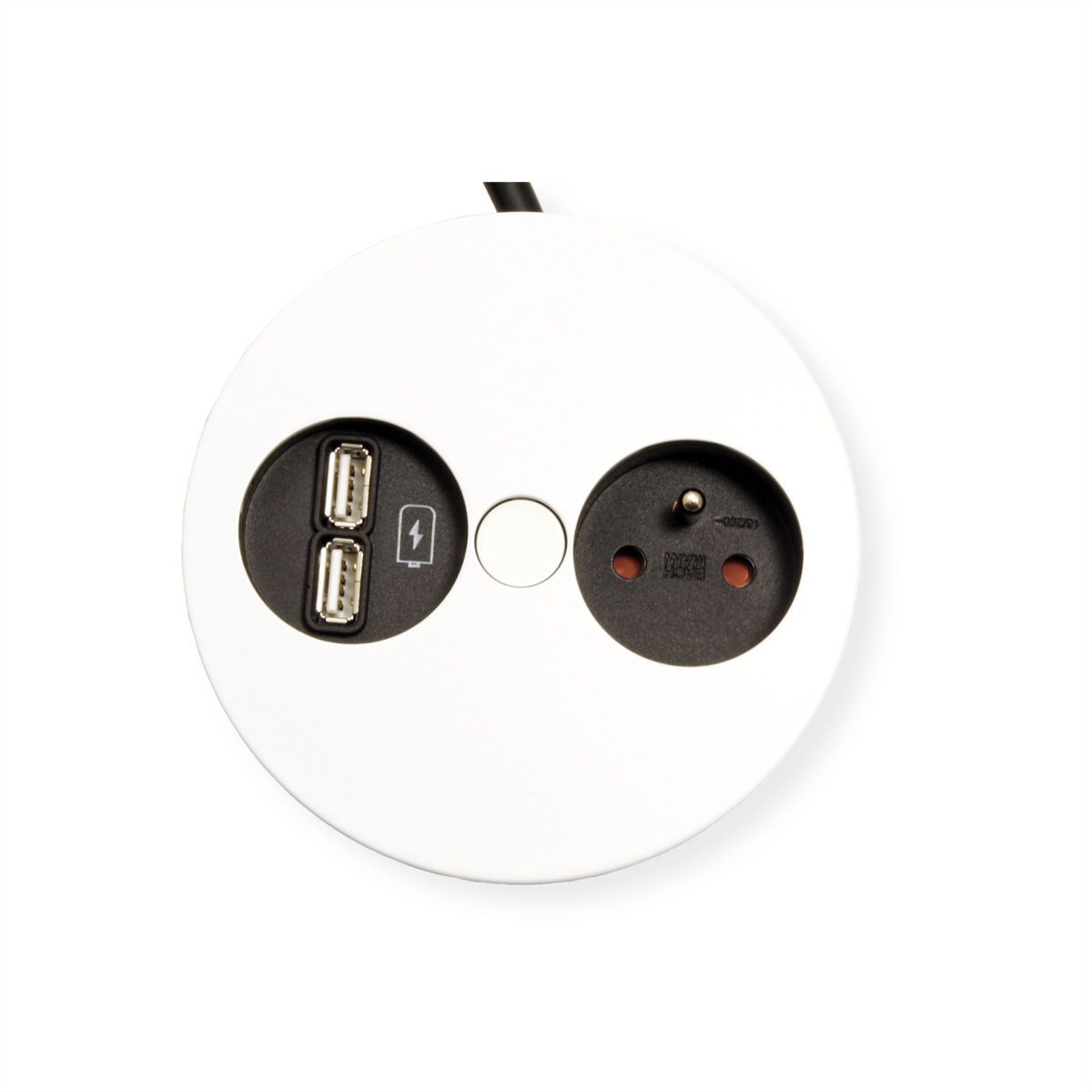 BACHMANN TWIST 1xUTE 1xUSB Chargeur courant 2,0m AEH,RAL9010 30GE