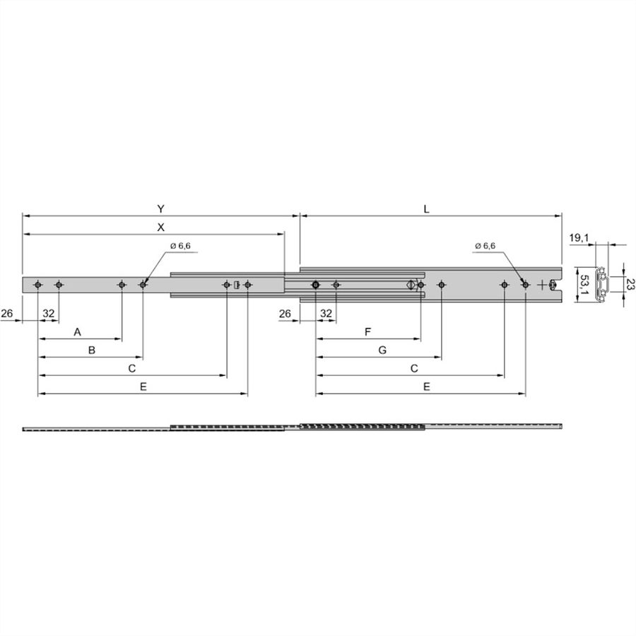 Glissière télescopique SCHROFF, universelle, charge lourde, 2 U 300L