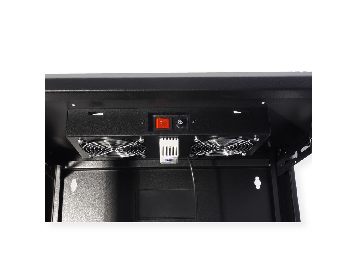 ROLINE Unité de ventilation 2 ventilateurs, thermostat , pour boîtier mural 19", noir