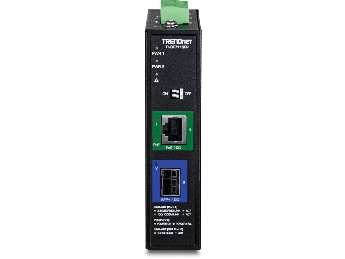 TRENDnet TI-BF711SFP Convertisseur industriel de médias SFP+ 10G vers PoE++ 10G