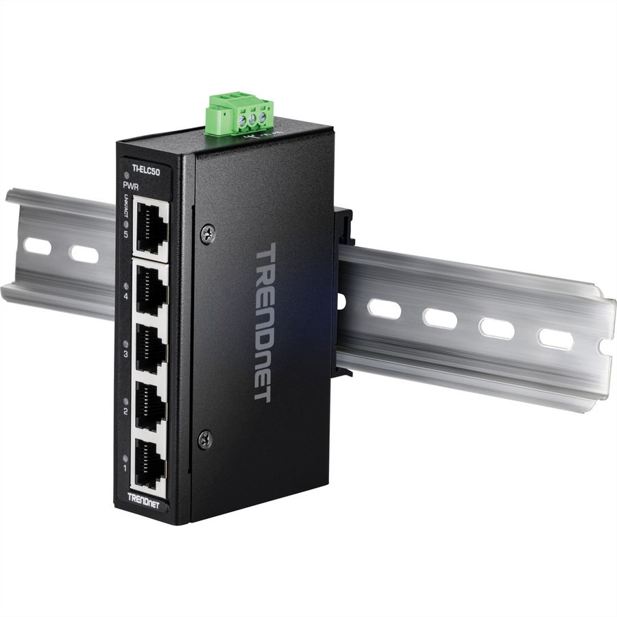 TRENDnet TI-ELC50 Mini switch industriel rail DIN, Fast Ethernet à 5 ports