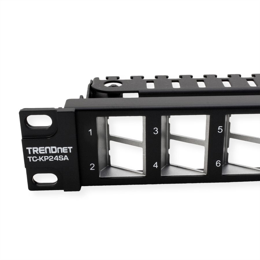 TRENDnet TC-KP24SA Panneau de connexion Keystone blindé 1U angulaire, vierge et à 24 ports