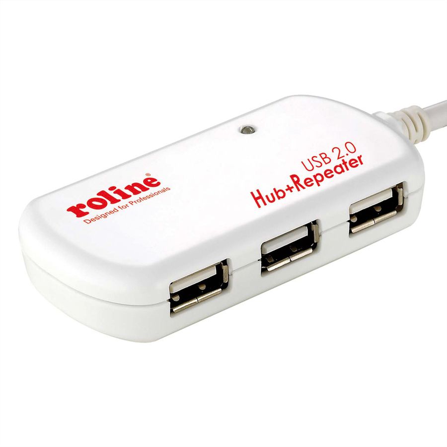 ROLINE Hub USB 2.0 4 ports avec Repeater, 12 m