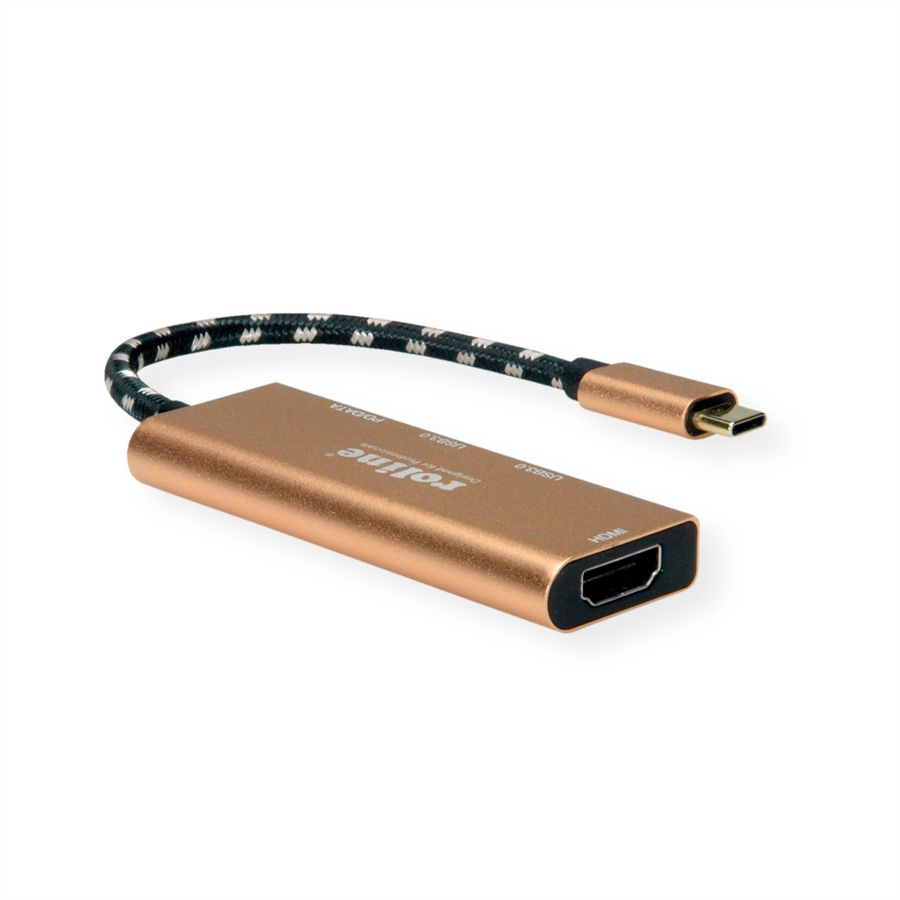 ROLINE GOLD Station d'accueil USB-C, 4K HDMI, 2 ports USB 3.2 Gen 1, 1x USB type C PD (Power Delivery)