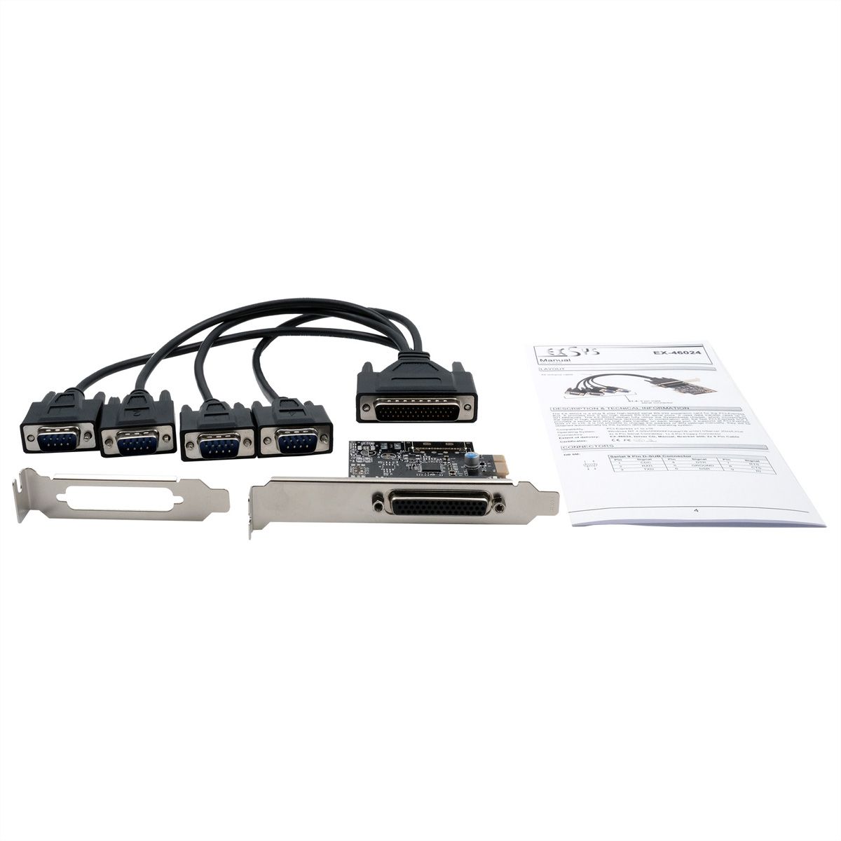 EXSYS EX-46024 Carte PCIe, 4x RS232