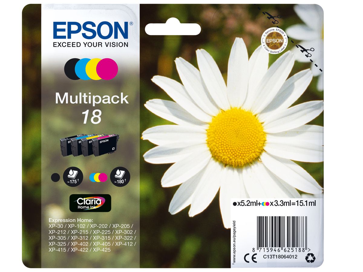 Epson Daisy Multipack "Pâquerette" 18 - Encre Claria Home N,C,M,J