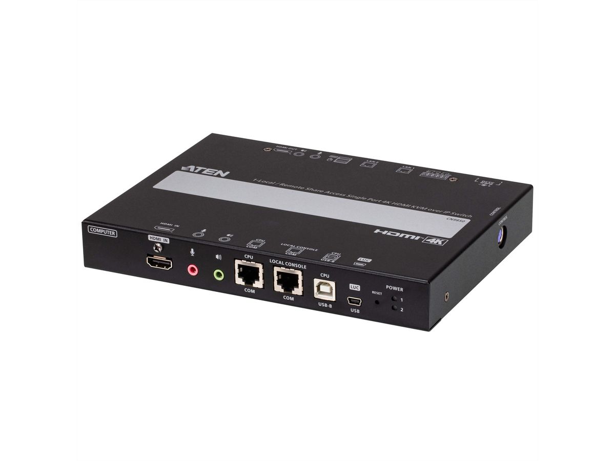 ATEN CN9850 Commutateur KVM sur IP 4K HDMI à port unique, 1-Accès local / distant partagé
