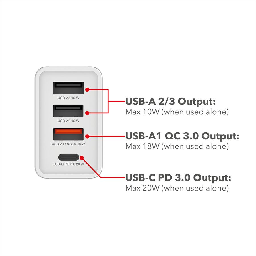 VERBATIM Chargeur USB mural 4 ports 30 W blanc