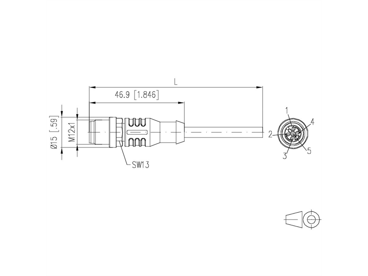 METZ CONNECT Câble de capteur/actionneur M12, codage A, M12 connecteur droit - extrémité ouverte, non blind, 5 pôles, PUR, 5 m