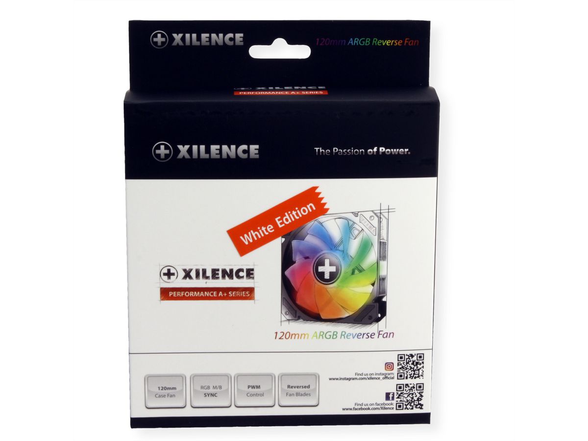 XILENCE Performance A+ REVERSE XF066, Ventilateur LED ARGB 120 mm blanc