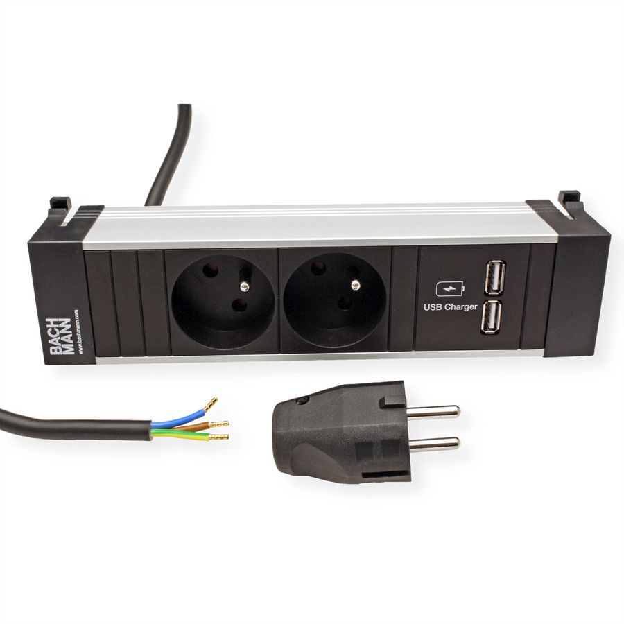 BACHMANN POWER FRAME 2xUTE 1xUSB Charge courant 2,0m AEH