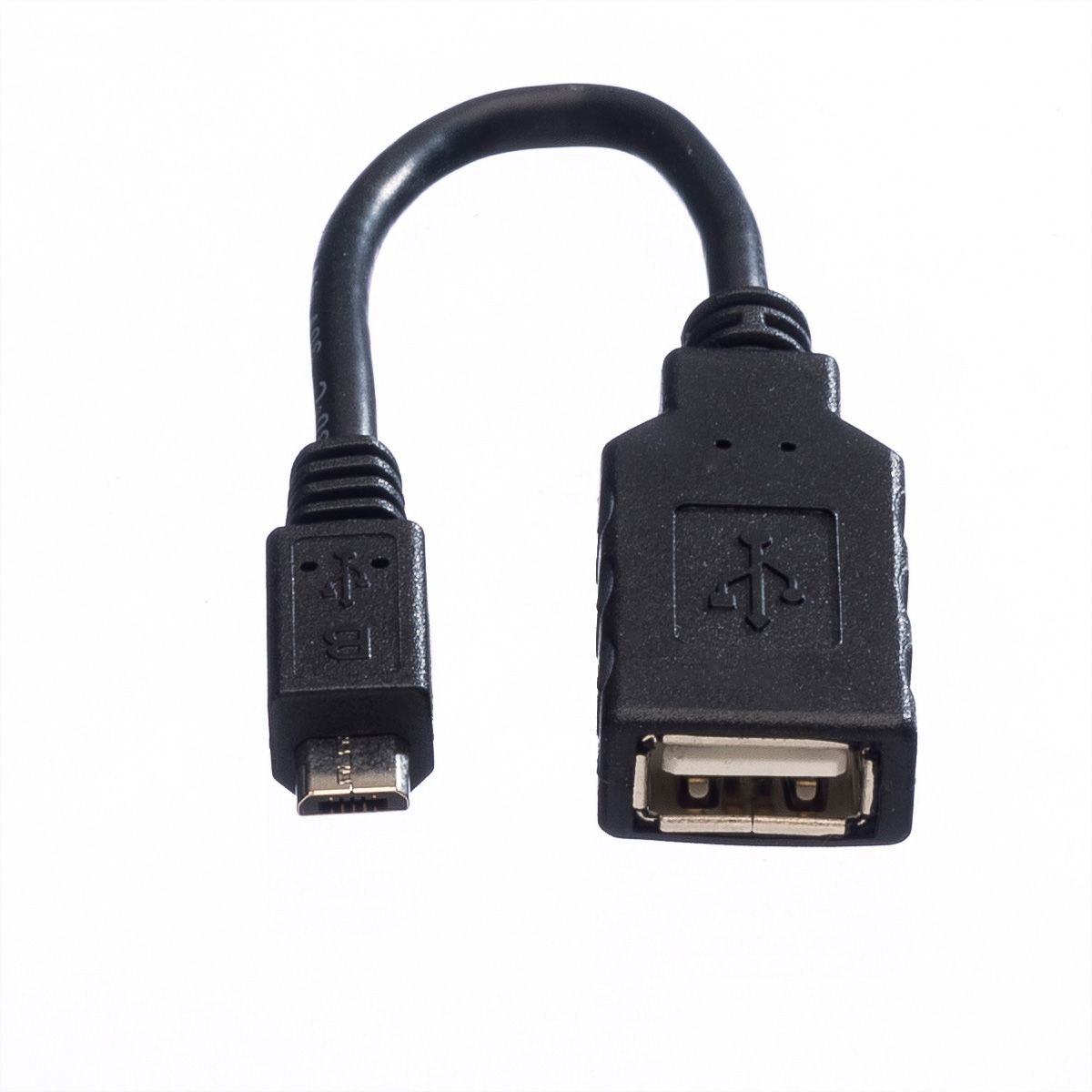 ROLINE Câble USB 2.0, USB A femelle - Micro USB B mâle, OTG, 0,15 m