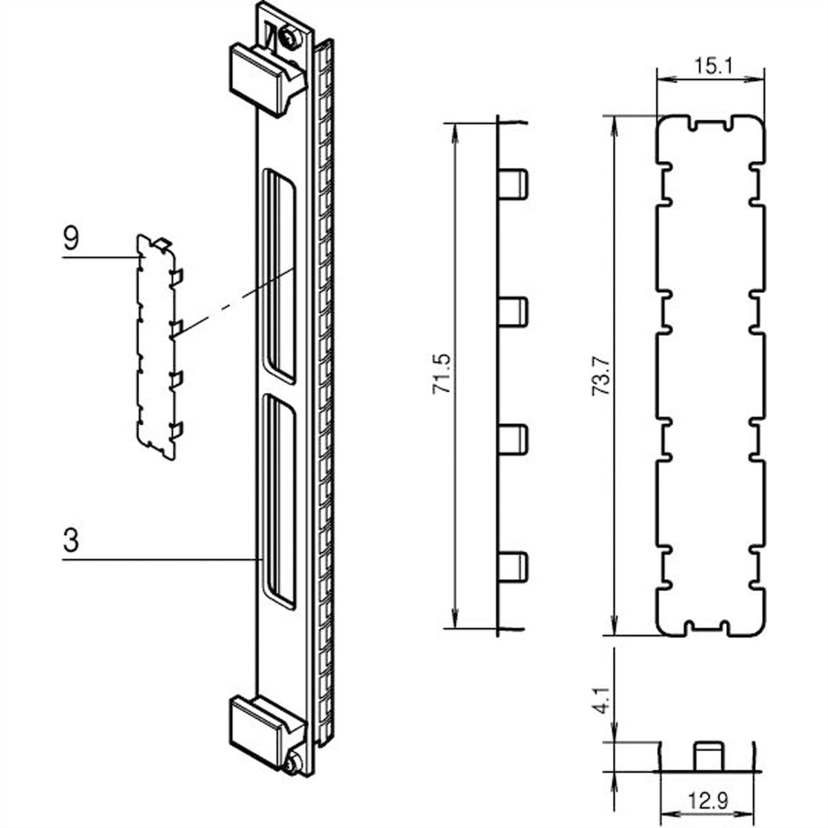 SCHROFF PMC Mezzanine Panneau frontal avec découpe pour protection CEM, noir