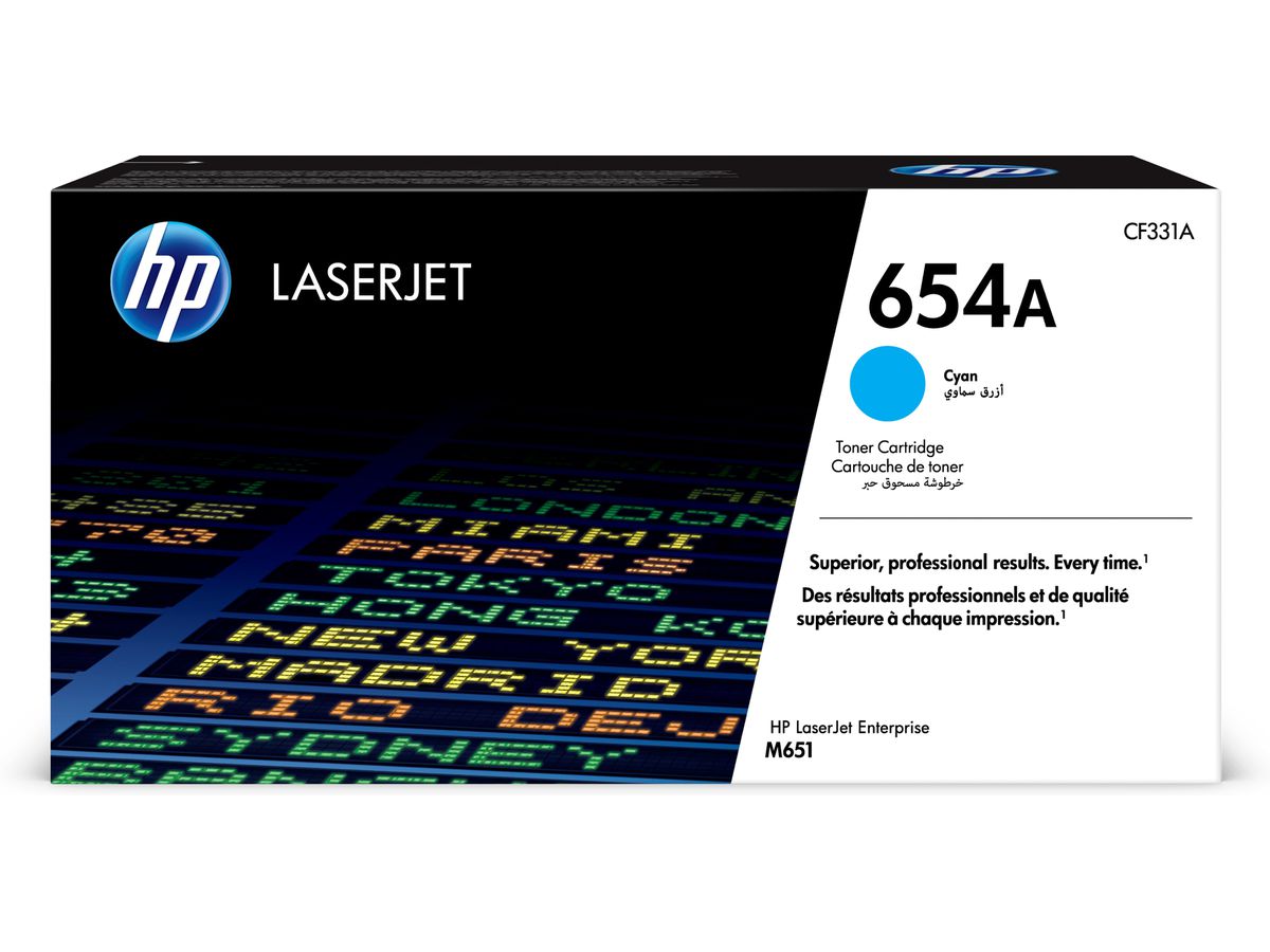 HP 654A toner cyan authentique LaserJet