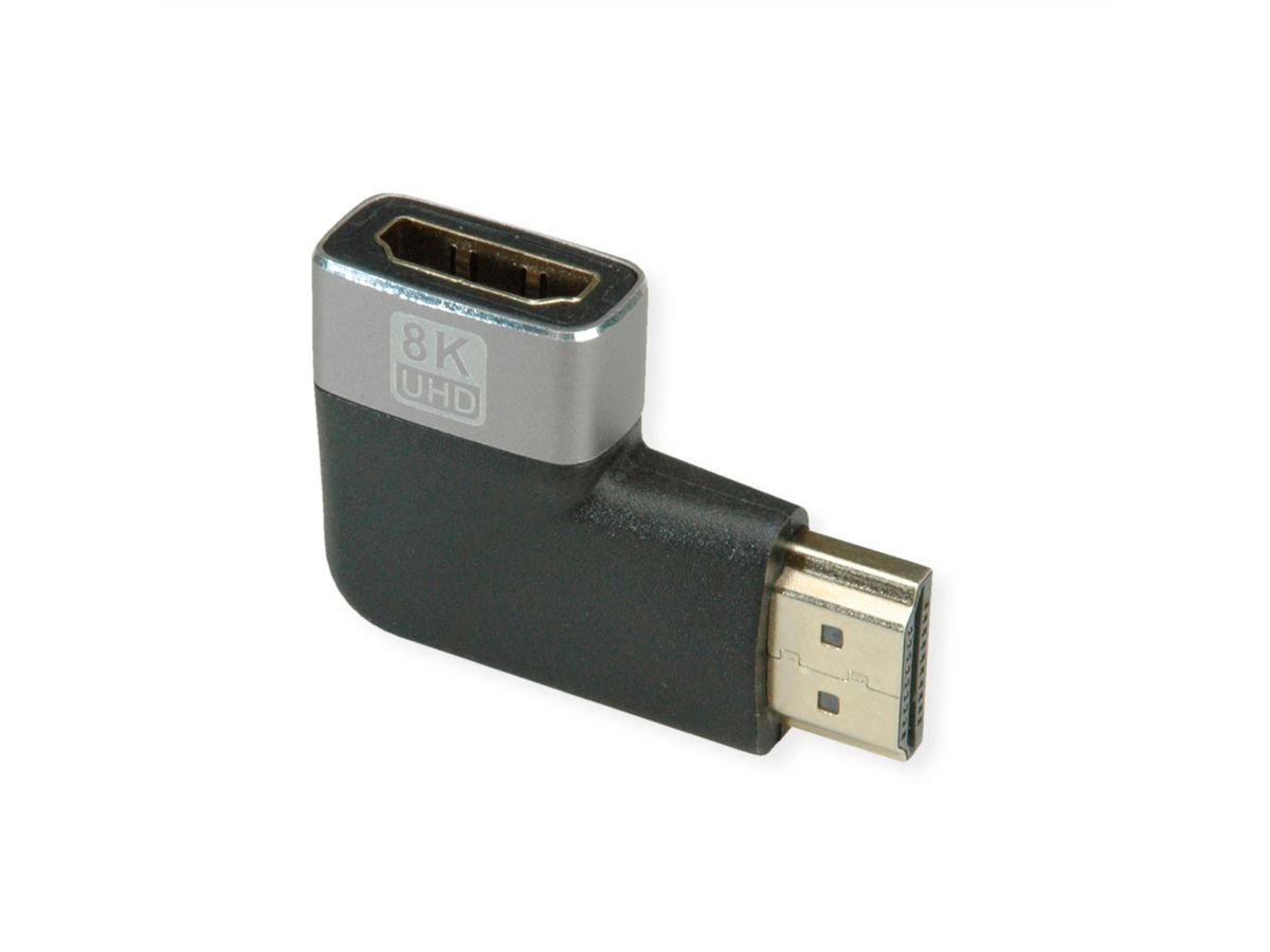 ROLINE Adaptateur HDMI, 8K, HDMI M/F, coudé à 90°