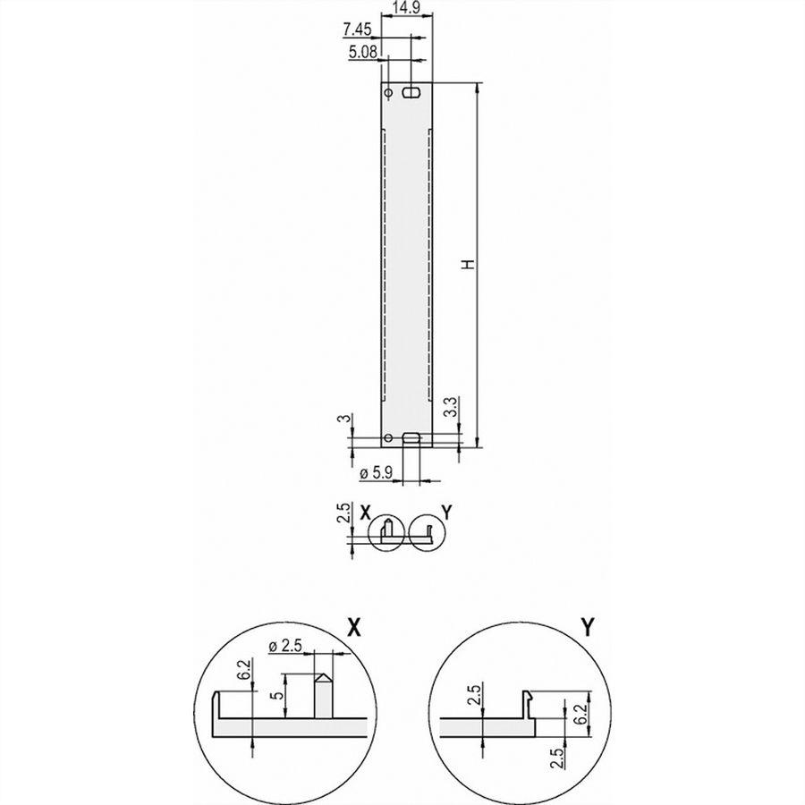 SCHROFF Face avant, profil en U, Refrofit Shielding, 3 U, 3 HP, 2,5 mm, alu, face avant anodisée, face arrière conductrice