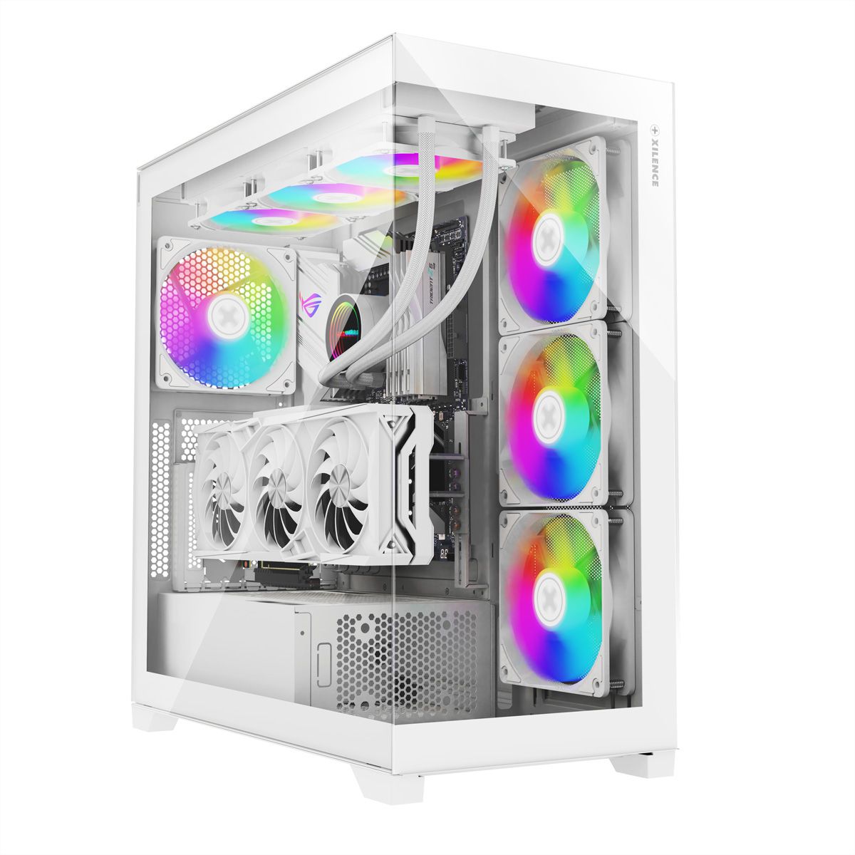 XILENCE Xilent Gleam X818.W.ARGB Gaming ATX PC blanc, Tour RGB ATX Midi