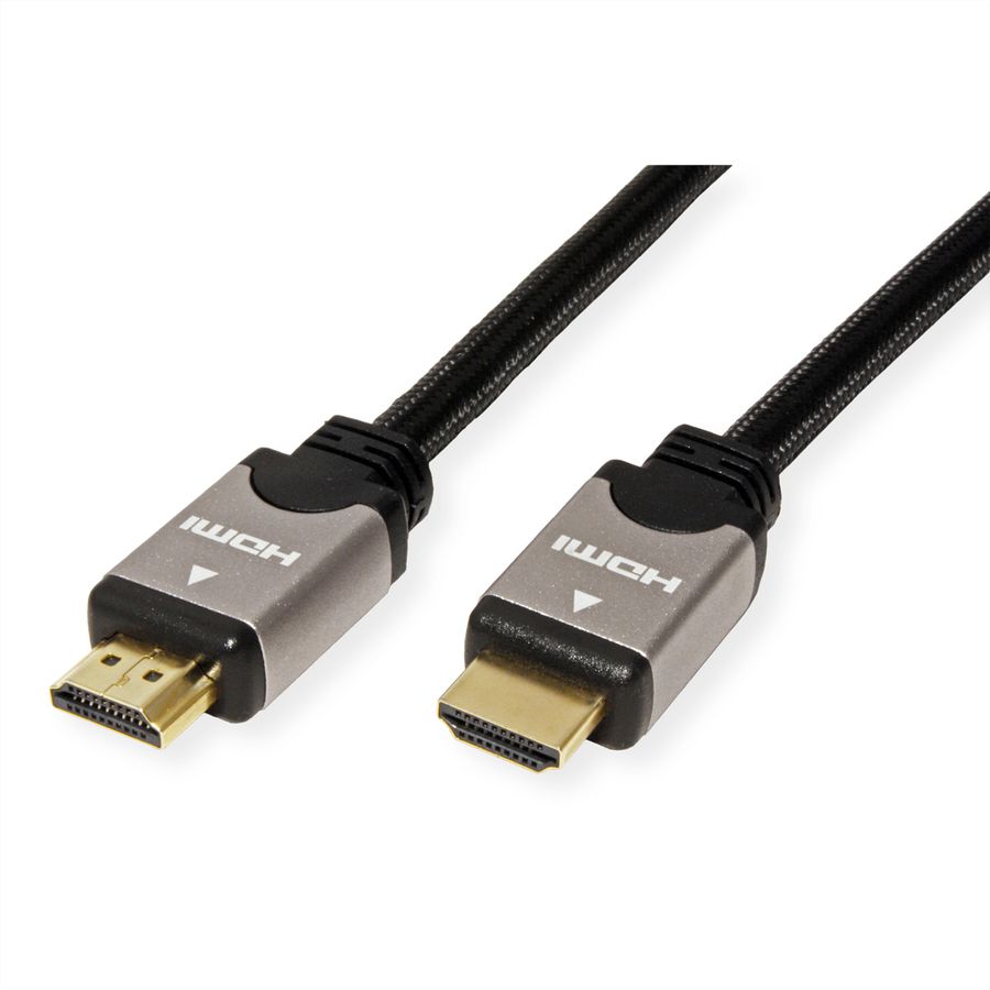 ROLINE Câble HDMI High Speed avec Ethernet, noir / argent, 2 m