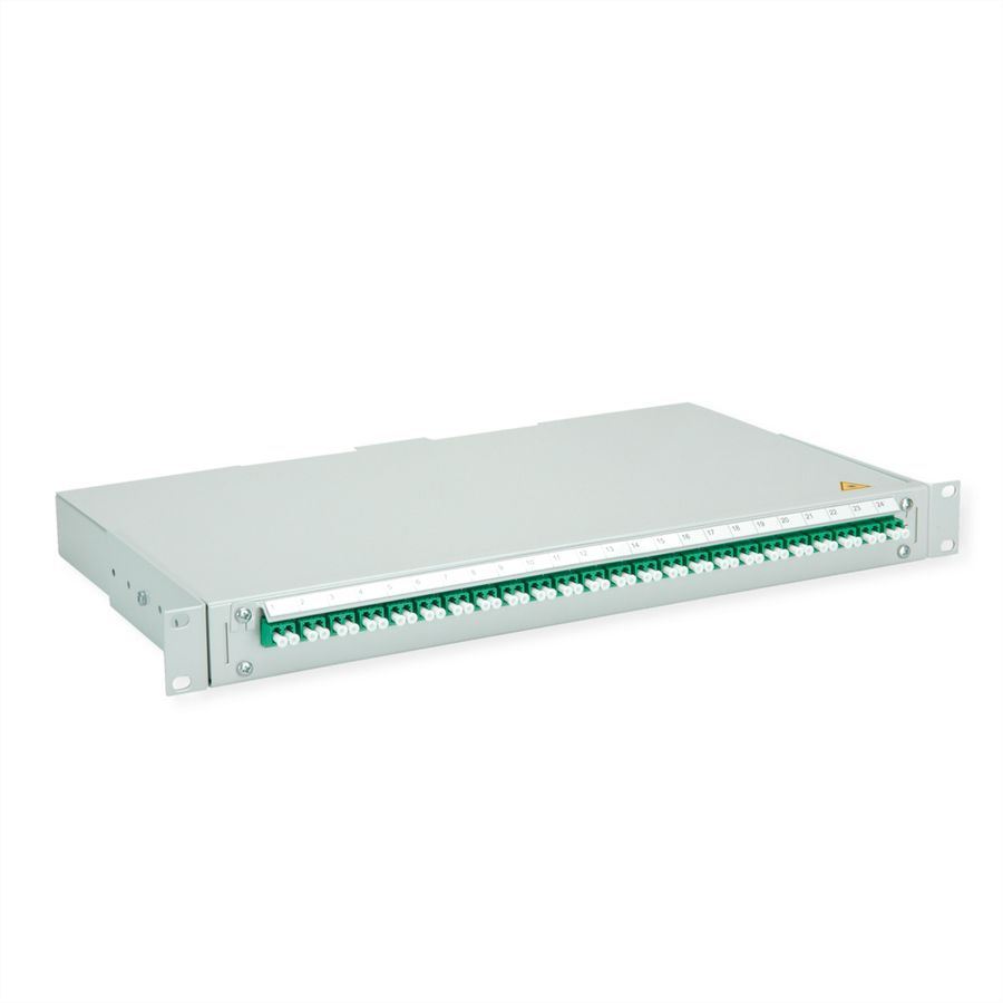 TELEGÄRTNER BASIS V Panneau fibre optique avec coupleurs & Pigtails , 24x LC Duplex, vert, OS2 APC