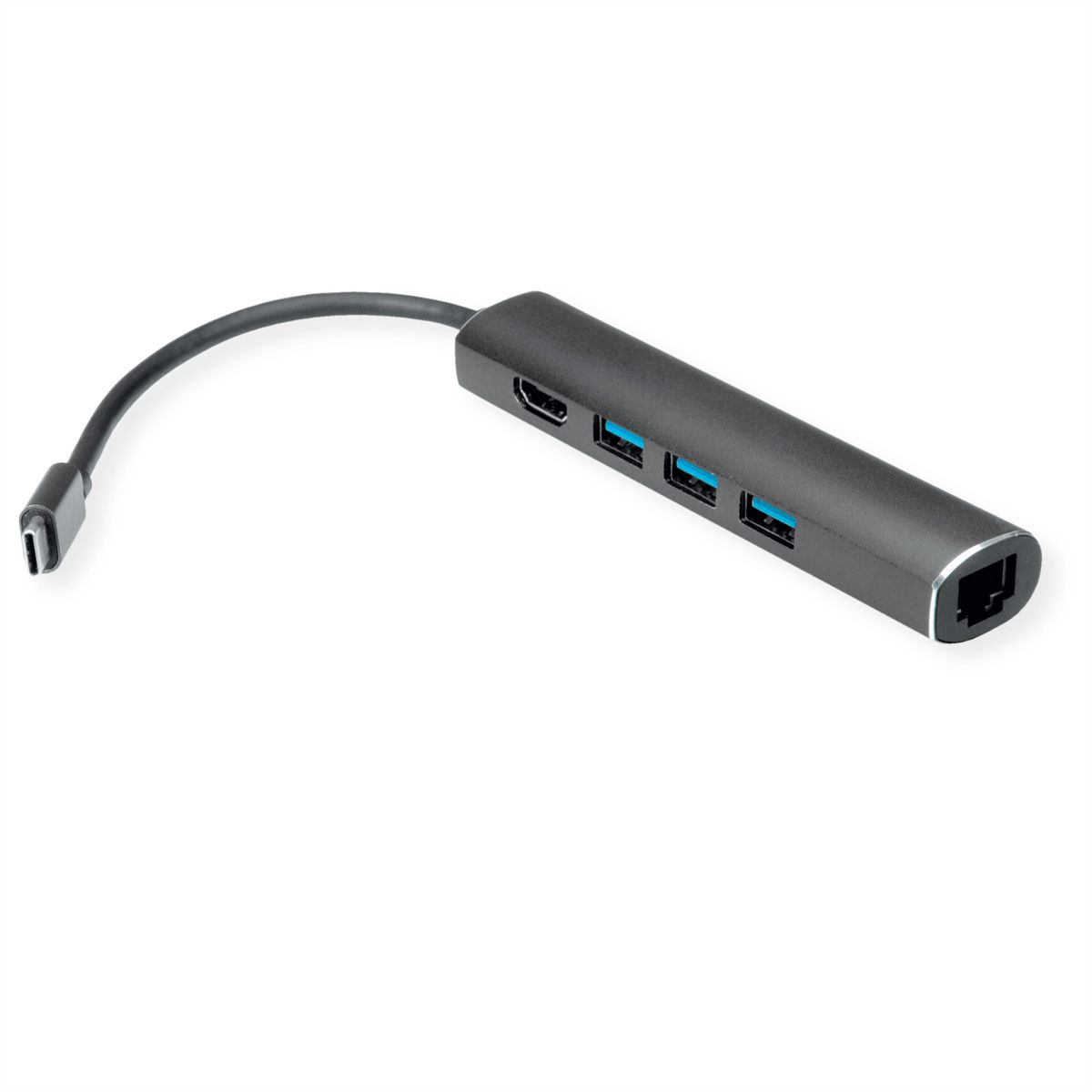 VALUE Station d'accueil USB-C, 4K HDMI, 3x USB type A, Gigabit Ethernet, gris