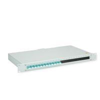TELEGÄRTNER BASIS eco Panneau FO avec coupleurs, 12x LC Duplex, turquoise, OM3