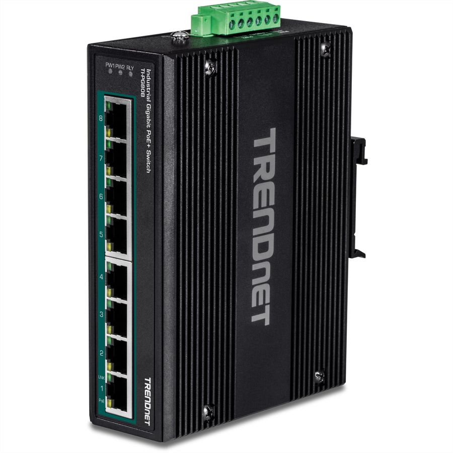 TRENDnet TI-PG80B Switch Rail DIN PoE+ Gigabit industriel à 8 ports (24-56V)