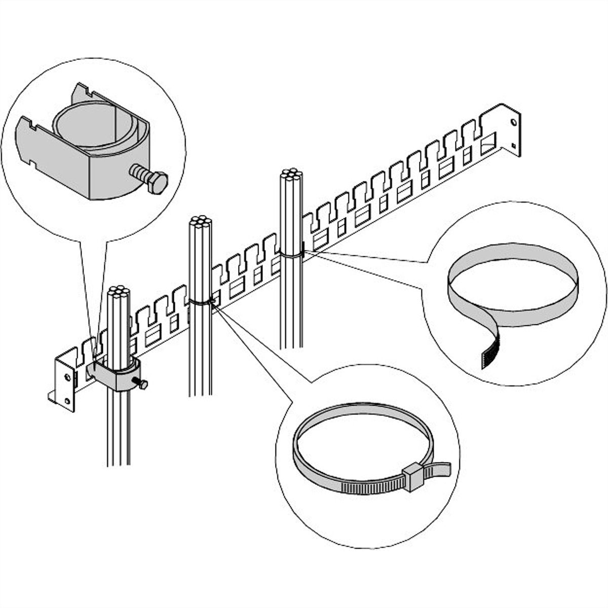 SCHROFF Epcase Rail support de câbles, 600W, RAL 7035