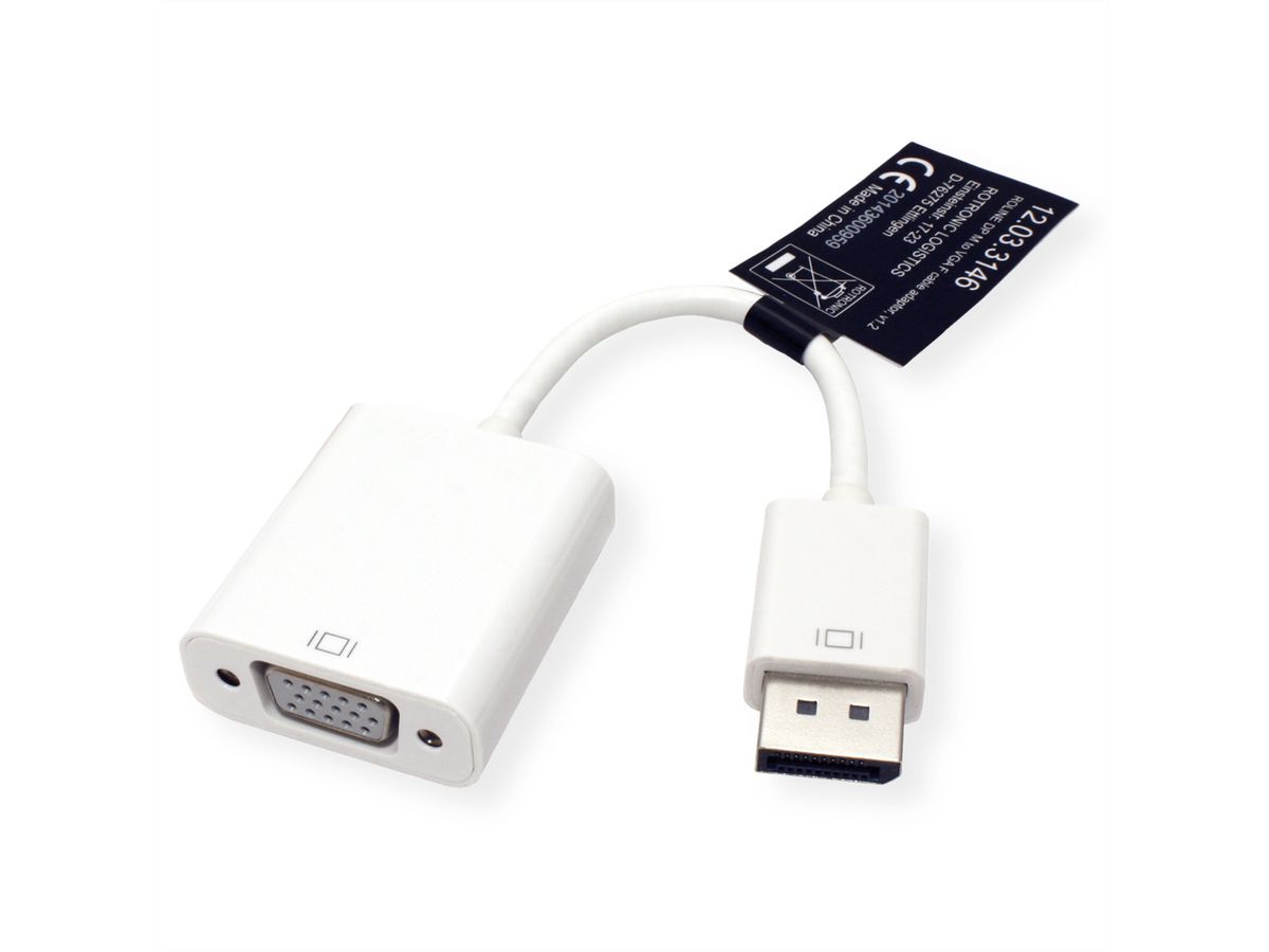 ROLINE Adaptateur DisplayPort-VGA, v1.2, DP M - VGA F