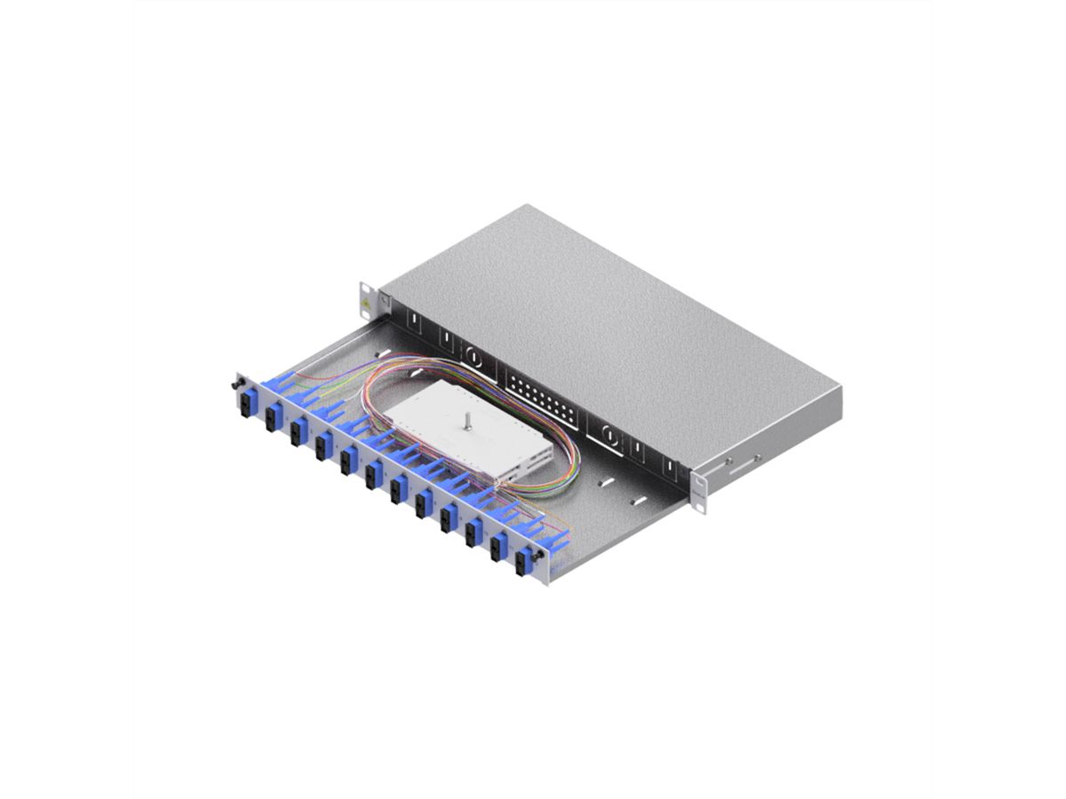 EasyLan Tiroir FO pour fusion basique catégorie C, 19" 1U, 12 ports, 12x SC-duplex, OS2