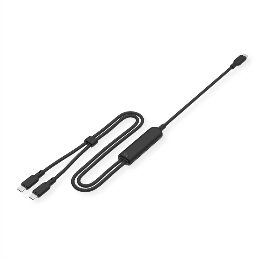 VALUE Câble de chargement USB2.0 en Y, Type C vers 2x C, M/M, max. 100W, noir, 1,8 m