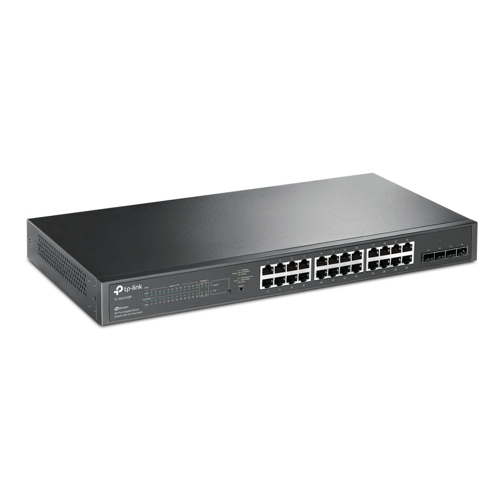 TP-Link JetStream TL-SG2428P commutateur réseau Géré L2/L2+ Gigabit Ethernet (10/100/1000) Connexion Ethernet, supportant l'alimentation via ce port (PoE) 1U Noir