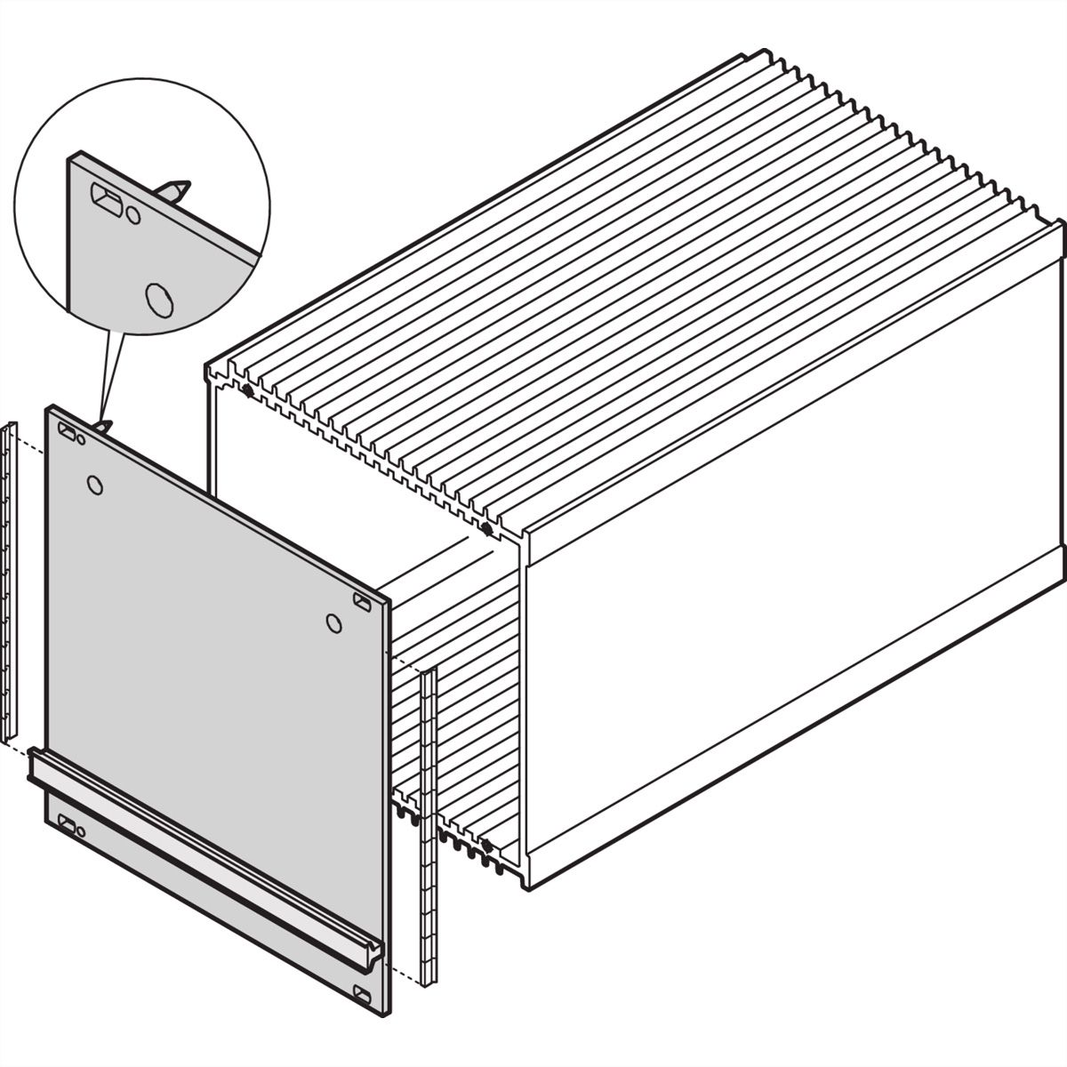 SCHROFF Unité enfichable de type cadre HF, panneau frontal, blindage Refrofit avec joint en acier, 3 U, 10 HP