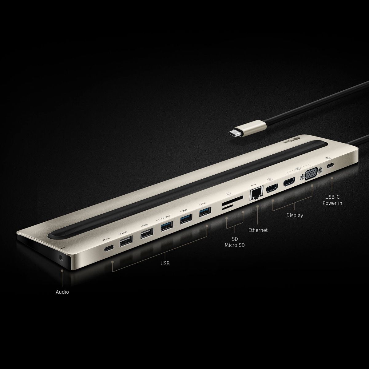 ATEN UH3237 Station d’accueil multiports USB-C avec transfert de l’alimentation