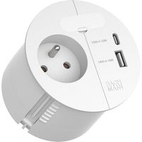 BACHMANN LOOP IN CHARGE 1xUTE blanc, 1xUSB A/C 22W 1xcâble de 0,2m
