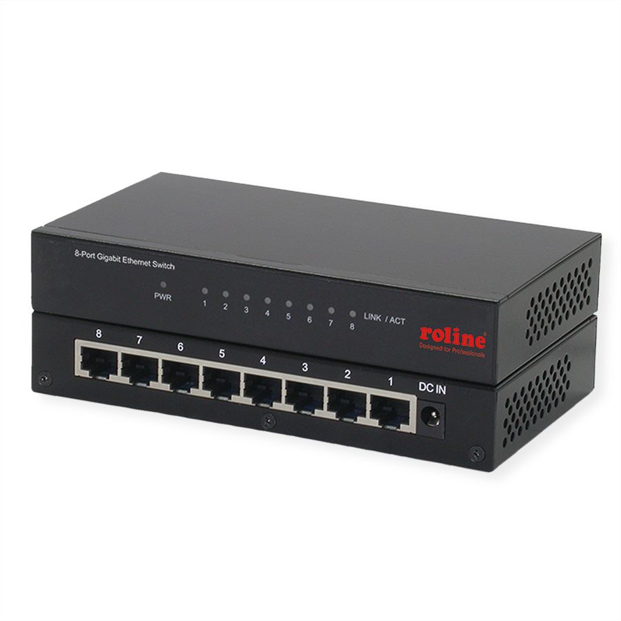 ROLINE Switch Gigabit, 8x RJ-45, non administrable