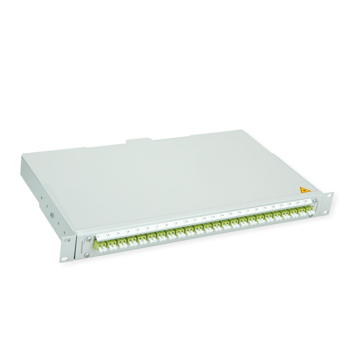 TELEGÄRTNER BASIS V Panneau fibre optique avec coupleurs & Pigtails , 24x LC Duplex, vert sapin, OM5
