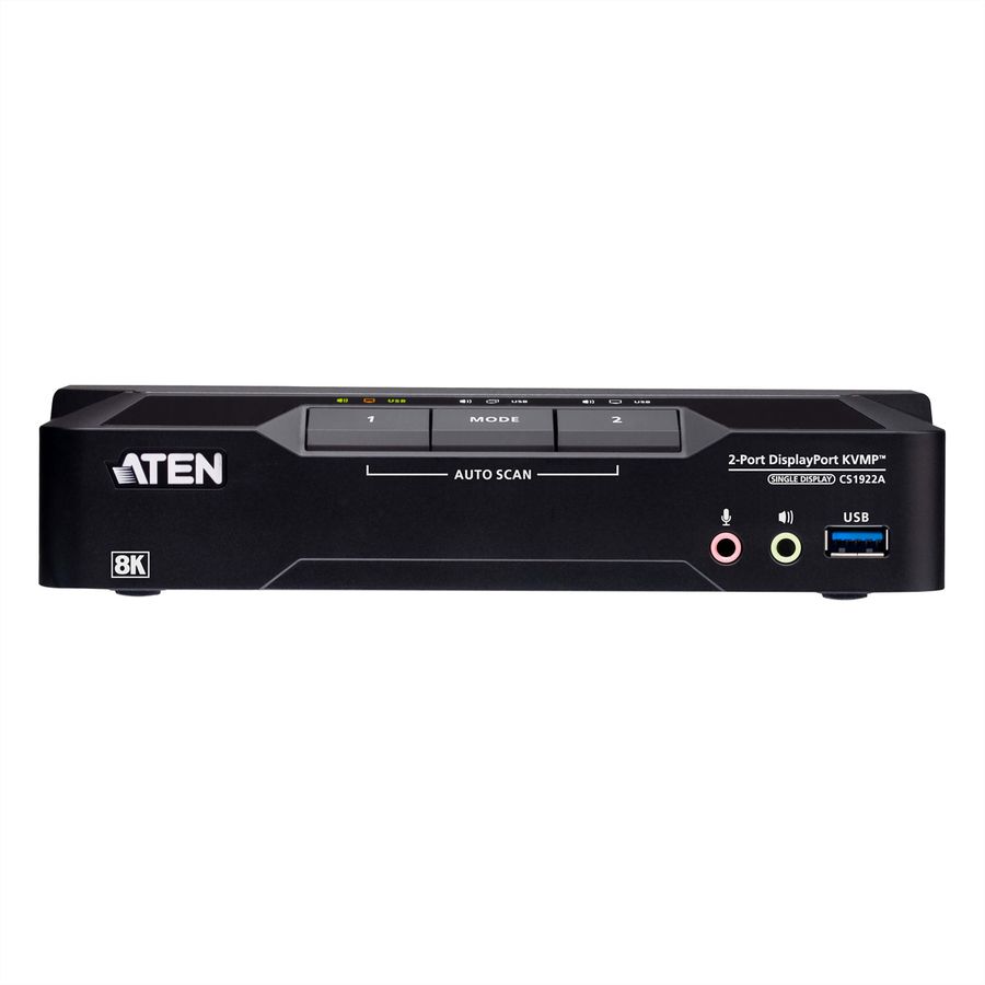 ATEN CS1922A Commutateur KVMP™ DisplayPort 8K USB 3.0 à 2 ports (câbles inclus)